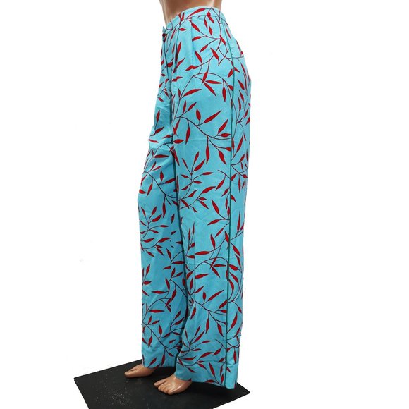 DVF DIANE VON FURSTENBERG WIDE LEAF PRINT PANTS TROUSERS SIZE 6 - Picture 7 of 10
